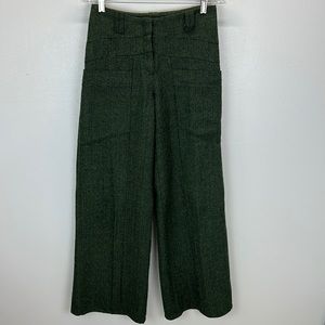 ⭐️Heart Wool blend wide leg green herringbone trousers size xs/4